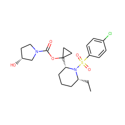 CC[C@@H]1CCC[C@H](C2(OC(=O)N3CC[C@@H](O)C3)CC2)N1S(=O)(=O)c1ccc(Cl)cc1 ZINC000028827233