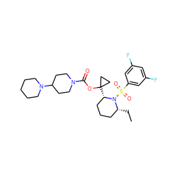 CC[C@@H]1CCC[C@H](C2(OC(=O)N3CCC(N4CCCCC4)CC3)CC2)N1S(=O)(=O)c1cc(F)cc(F)c1 ZINC000028827262