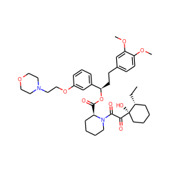 CC[C@@H]1CCCC[C@@]1(O)C(=O)C(=O)N1CCCC[C@H]1C(=O)O[C@H](CCc1ccc(OC)c(OC)c1)c1cccc(OCCN2CCOCC2)c1 ZINC000084706469