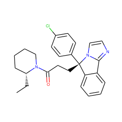 CC[C@@H]1CCCCN1C(=O)CC[C@]1(c2ccc(Cl)cc2)c2ccccc2-c2nccn21 ZINC000072109101