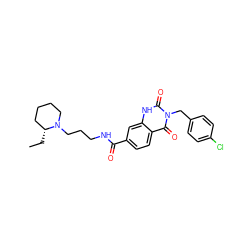 CC[C@@H]1CCCCN1CCCNC(=O)c1ccc2c(=O)n(Cc3ccc(Cl)cc3)c(=O)[nH]c2c1 ZINC000028641499