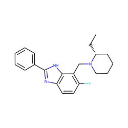 CC[C@@H]1CCCCN1Cc1c(F)ccc2nc(-c3ccccc3)[nH]c12 ZINC000084604151