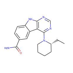 CC[C@@H]1CCCCN1c1ncnc2[nH]c3ccc(C(N)=O)cc3c12 ZINC000034052993