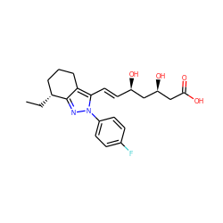 CC[C@@H]1CCCc2c1nn(-c1ccc(F)cc1)c2/C=C/[C@@H](O)C[C@@H](O)CC(=O)O ZINC000013833984