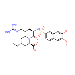 CC[C@@H]1CCN(C(=O)[C@@H](CCCN=C(N)N)NS(=O)(=O)c2ccc3cc(OC)c(OC)cc3c2)[C@@H](C(=O)O)C1 ZINC000028756707