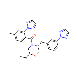 CC[C@@H]1CN(C(=O)c2ccc(C)cc2-n2nccn2)[C@H](Cc2cccc(-n3nccn3)c2)CO1 ZINC001772599625