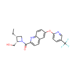 CC[C@@H]1CN(C(=O)c2ccc3cc(Oc4ccc(C(F)(F)F)cn4)ccc3n2)[C@@H]1CO ZINC001772637778