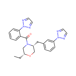 CC[C@@H]1CN(C(=O)c2ccccc2-n2nccn2)[C@H](Cc2cccc(-n3nccn3)c2)CO1 ZINC001772628227