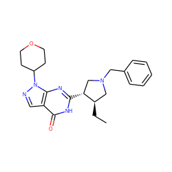 CC[C@@H]1CN(Cc2ccccc2)C[C@H]1c1nc2c(cnn2C2CCOCC2)c(=O)[nH]1 ZINC000095571677