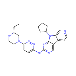 CC[C@@H]1CN(c2ccc(Nc3ncc4c5ccncc5n(C5CCCC5)c4n3)nn2)CCN1 ZINC000169706711