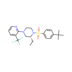 CC[C@@H]1CN(c2ncccc2C(F)(F)F)CCN1S(=O)(=O)c1ccc(C(C)(C)C)cc1 ZINC000029045942