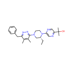 CC[C@@H]1CN(c2nnc(Cc3ccccc3)c(C)c2C)CCN1c1cnc(C(C)(C)O)cn1 ZINC000117262709