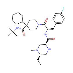 CC[C@@H]1CN[C@H](C(=O)N[C@H](Cc2ccc(F)cc2)C(=O)N2CCC(C(=O)NC(C)(C)C)(C3CCCCC3)CC2)CN1C ZINC000028478135