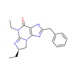 CC[C@@H]1CN2C(=N1)N(CC)C(=O)c1[nH]c(Cc3ccccc3)nc12 ZINC000028523978