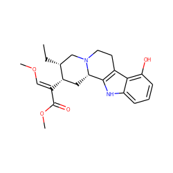 CC[C@@H]1CN2CCc3c([nH]c4cccc(O)c34)[C@@H]2C[C@@H]1/C(=C\OC)C(=O)OC ZINC000013473307