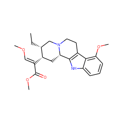 CC[C@@H]1CN2CCc3c([nH]c4cccc(OC)c34)[C@@H]2C[C@@H]1/C(=C\OC)C(=O)OC ZINC000013473305