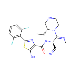 CC[C@@H]1CNCCN1/C(=N/C)[C@@H](C=N)NC(=O)c1nc(-c2c(F)cccc2F)sc1N ZINC000261153332