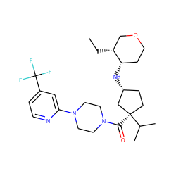 CC[C@@H]1COCC[C@@H]1N[C@@H]1CC[C@@](C(=O)N2CCN(c3cc(C(F)(F)F)ccn3)CC2)(C(C)C)C1 ZINC000038211827