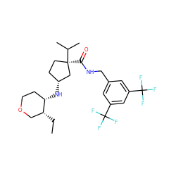 CC[C@@H]1COCC[C@@H]1N[C@@H]1CC[C@@](C(=O)NCc2cc(C(F)(F)F)cc(C(F)(F)F)c2)(C(C)C)C1 ZINC000040956523