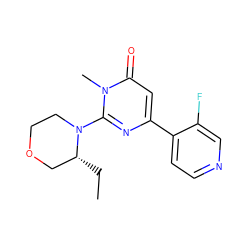 CC[C@@H]1COCCN1c1nc(-c2ccncc2F)cc(=O)n1C ZINC000114419254