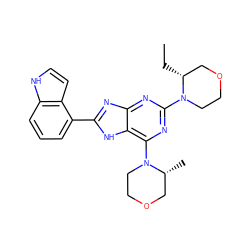 CC[C@@H]1COCCN1c1nc(N2CCOC[C@H]2C)c2[nH]c(-c3cccc4[nH]ccc34)nc2n1 ZINC000207242619