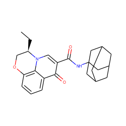 CC[C@@H]1COc2cccc3c(=O)c(C(=O)NC45CC6CC(CC(C6)C4)C5)cn1c23 ZINC000072106686