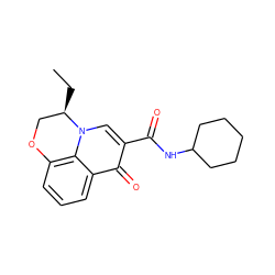 CC[C@@H]1COc2cccc3c(=O)c(C(=O)NC4CCCCC4)cn1c23 ZINC000095555395