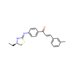 CC[C@@H]1CS/C(=N\c2ccc(C(=O)/C=C/c3cccc(C)c3)cc2)N1 ZINC000005692529