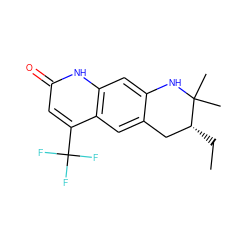 CC[C@@H]1Cc2cc3c(C(F)(F)F)cc(=O)[nH]c3cc2NC1(C)C ZINC000013778380