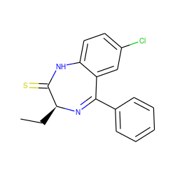 CC[C@@H]1N=C(c2ccccc2)c2cc(Cl)ccc2NC1=S ZINC000138910639