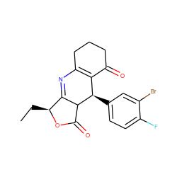 CC[C@@H]1OC(=O)C2C1=NC1=C(C(=O)CCC1)[C@H]2c1ccc(F)c(Br)c1 ZINC000040791409