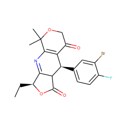 CC[C@@H]1OC(=O)C2C1=NC1=C(C(=O)COC1(C)C)[C@H]2c1ccc(F)c(Br)c1 ZINC000040791302