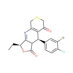 CC[C@@H]1OC(=O)C2C1=NC1=C(C(=O)CSC1)[C@H]2c1ccc(F)c(Br)c1 ZINC000040568456