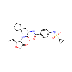 CC[C@@H]1OCC(=O)[C@H]1NC(=O)[C@H](CC1(C)CCCC1)NC(=O)c1ccc(NS(=O)(=O)C2CC2)cc1 ZINC000040420551