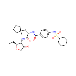 CC[C@@H]1OCC(=O)[C@H]1NC(=O)[C@H](CC1(C)CCCC1)NC(=O)c1ccc(NS(=O)(=O)C2CCCCC2)cc1 ZINC000049872050