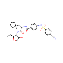 CC[C@@H]1OCC(=O)[C@H]1NC(=O)[C@H](CC1(C)CCCC1)NC(=O)c1ccc(NS(=O)(=O)c2ccc(C#N)cc2)cc1 ZINC000042852262