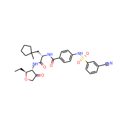 CC[C@@H]1OCC(=O)[C@H]1NC(=O)[C@H](CC1(C)CCCC1)NC(=O)c1ccc(NS(=O)(=O)c2cccc(C#N)c2)cc1 ZINC000042875719