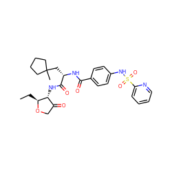 CC[C@@H]1OCC(=O)[C@H]1NC(=O)[C@H](CC1(C)CCCC1)NC(=O)c1ccc(NS(=O)(=O)c2ccccn2)cc1 ZINC000049867658