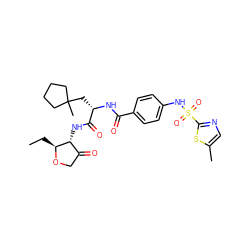 CC[C@@H]1OCC(=O)[C@H]1NC(=O)[C@H](CC1(C)CCCC1)NC(=O)c1ccc(NS(=O)(=O)c2ncc(C)s2)cc1 ZINC000049867459