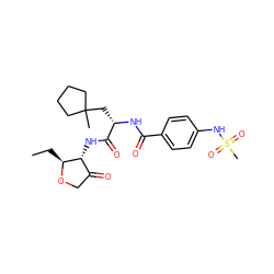 CC[C@@H]1OCC(=O)[C@H]1NC(=O)[C@H](CC1(C)CCCC1)NC(=O)c1ccc(NS(C)(=O)=O)cc1 ZINC000040891572