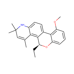 CC[C@@H]1Oc2cccc(OC)c2-c2ccc3c(c21)C(C)=CC(C)(C)N3 ZINC000013470778