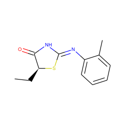 CC[C@@H]1S/C(=N\c2ccccc2C)NC1=O ZINC000011638028