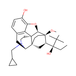 CC[C@](O)([C@H]1C[C@@]23CC[C@]1(OC)[C@@H]1Oc4c(O)ccc5c4[C@@]12CCN(CC1CC1)[C@@H]3C5)C(C)(C)C ZINC000169334590