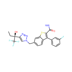 CC[C@](O)(c1cn(Cc2ccc3c(-c4cccc(F)c4)c(C(N)=O)sc3c2)nn1)C(F)(F)F ZINC000034986631