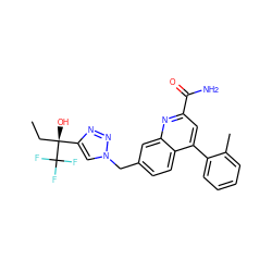 CC[C@](O)(c1cn(Cc2ccc3c(-c4ccccc4C)cc(C(N)=O)nc3c2)nn1)C(F)(F)F ZINC001772605978