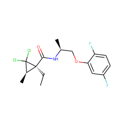 CC[C@]1(C(=O)N[C@@H](C)COc2cc(F)ccc2F)[C@@H](C)C1(Cl)Cl ZINC000029345161