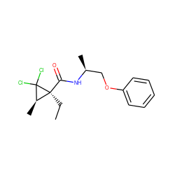 CC[C@]1(C(=O)N[C@@H](C)COc2ccccc2)[C@@H](C)C1(Cl)Cl ZINC000029341329