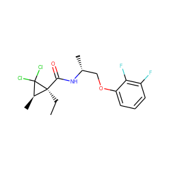 CC[C@]1(C(=O)N[C@H](C)COc2cccc(F)c2F)[C@@H](C)C1(Cl)Cl ZINC000029392396