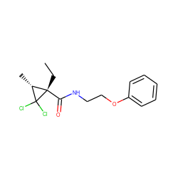 CC[C@]1(C(=O)NCCOc2ccccc2)[C@@H](C)C1(Cl)Cl ZINC000029342002