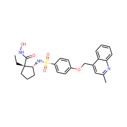 CC[C@]1(C(=O)NO)CCC[C@H]1NS(=O)(=O)c1ccc(OCc2cc(C)nc3ccccc23)cc1 ZINC000036487960